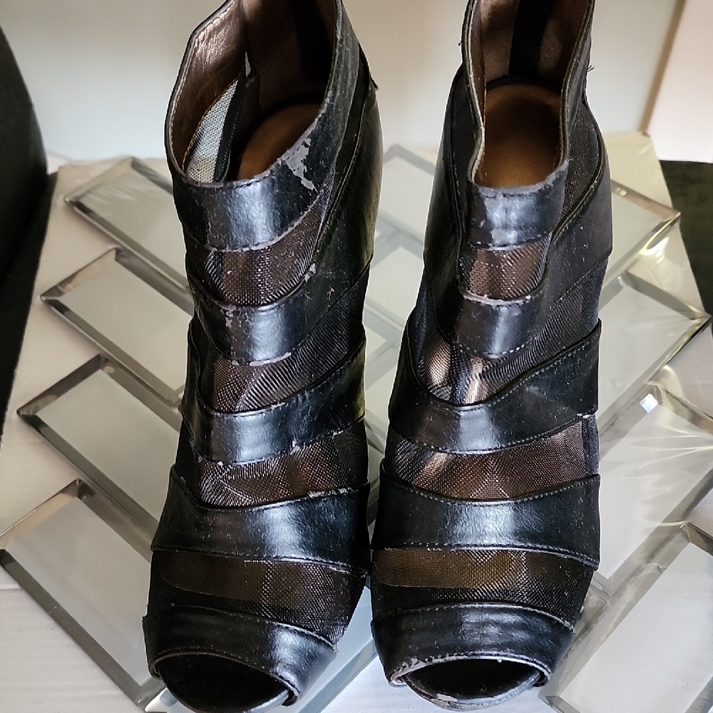 Elegant Black Peep-Toe Ankle Boots